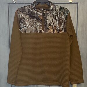 Men’s Realtree Camouflage and Brown Soft Quarter Zip Soft Warm Shirt size Large